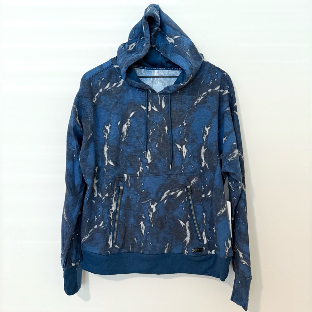 Nine West Active NWT Blue Acid Wash Tie Dye Hoodie Size Medium